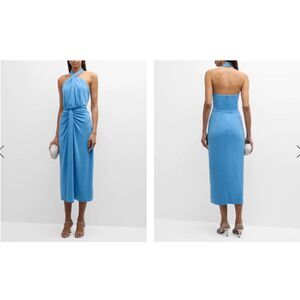 NWT Cinq a Sept Twisted Front Open Back Jersey Kaily Midi Dress Blue Size 2 $365